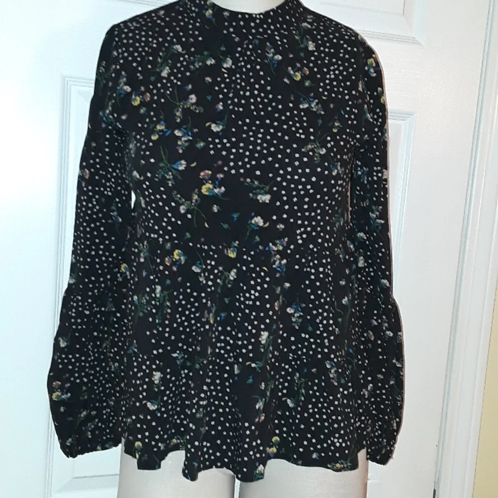 Art Class Floral Long sleeve Ruffle tiered High Neck boho Top Girls XL Women S - Picture 8 of 14